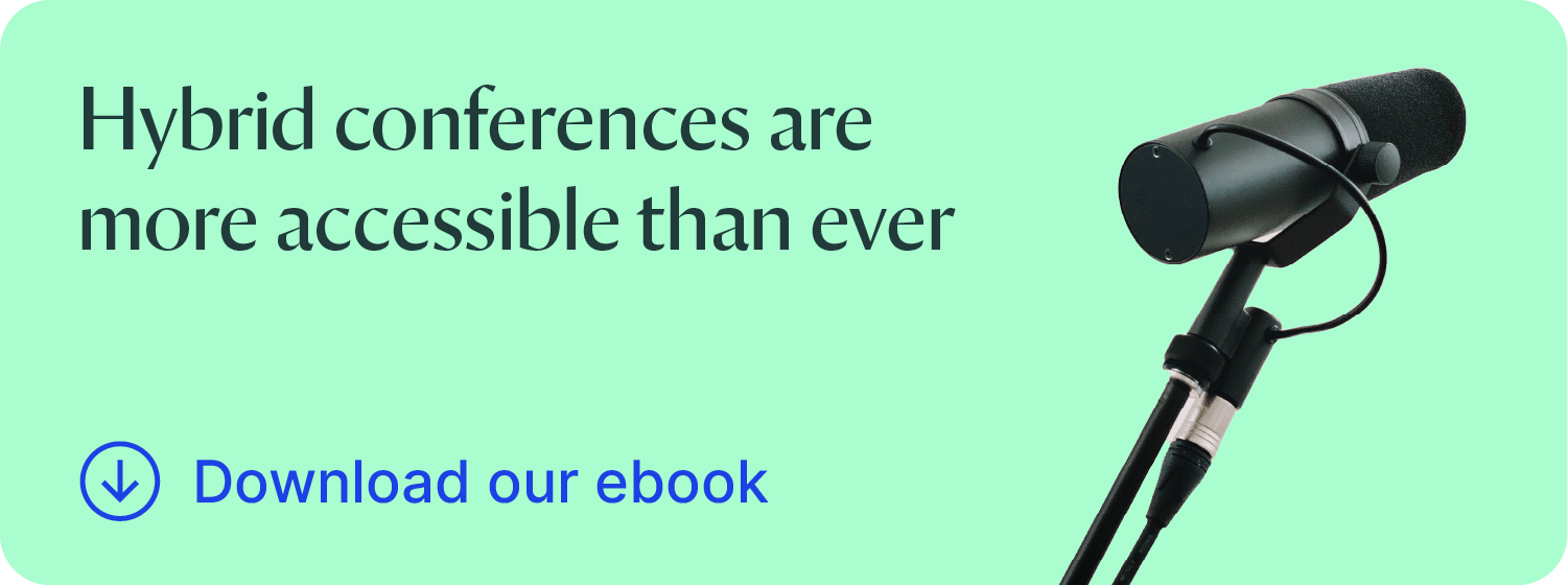 Download ebook on hybrid conferences with microphone