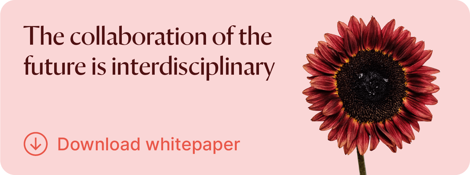 Download interdisciplinary collaboration whitepaper with image of red flower